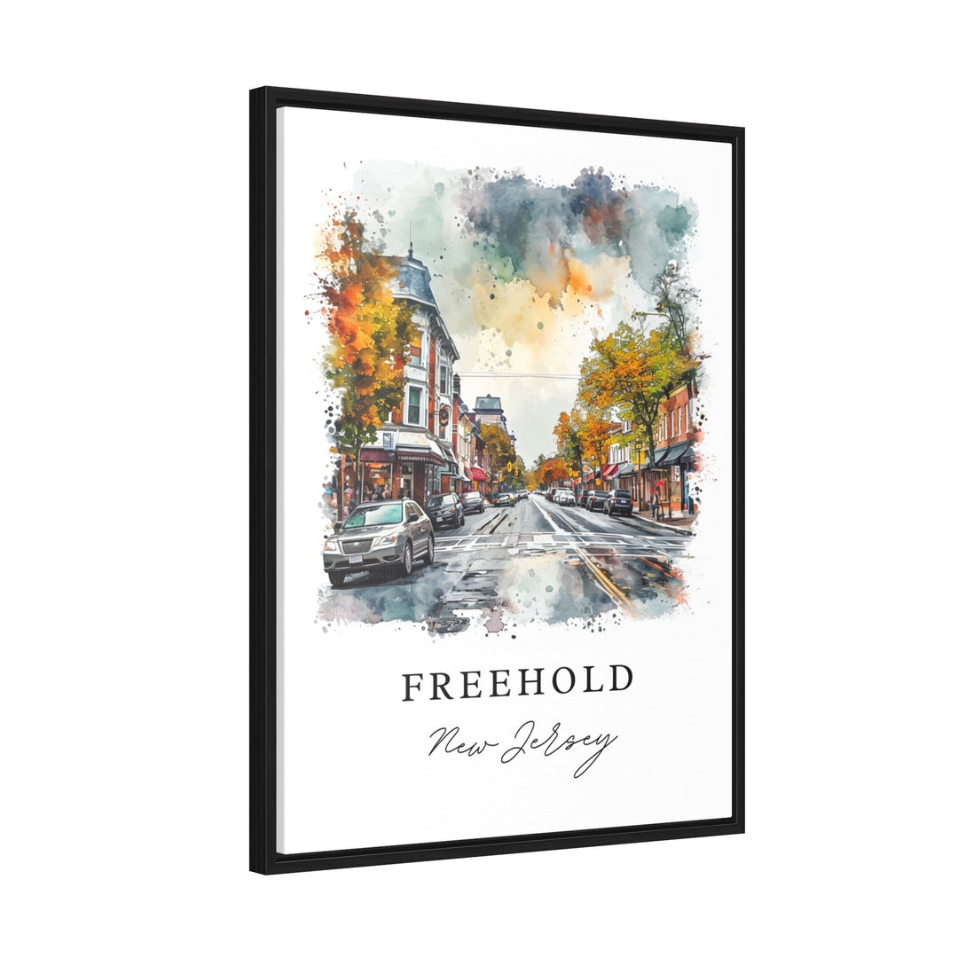 Freehold NJ watercolor art - New Jersey, Freehold print, Monmouth County Wedding gift, Birthday present, Custom Text, Perfect Gift
