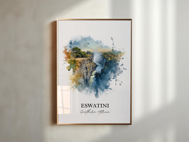 Eswatini Wall Art, Eswatini Print, South Africa Watercolor Art, Eswatini Gift, Travel Print, Travel Poster, Housewarming Gift