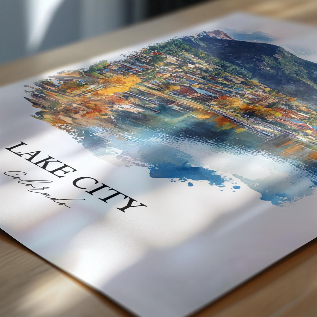 Lake City CO Wall Art, Hinsdale County Print, Colorado Watercolor Art, Lake City Gift, Travel Print, Travel Poster, Housewarming Gift