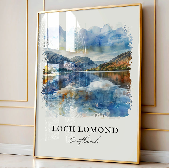 Loch Lomond Wall Art, Loch Lomond Print, Loch Lomond Watercolor, Loch Lake Scotland Gift, Travel Poster, Housewarming Gift