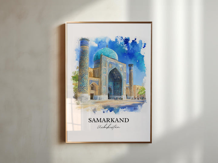 Samarkand Wall Art, Uzbekistan Print, Uzbekistan Watercolor Art, Samarkand Gift, Travel Print, Travel Poster, Housewarming Gift