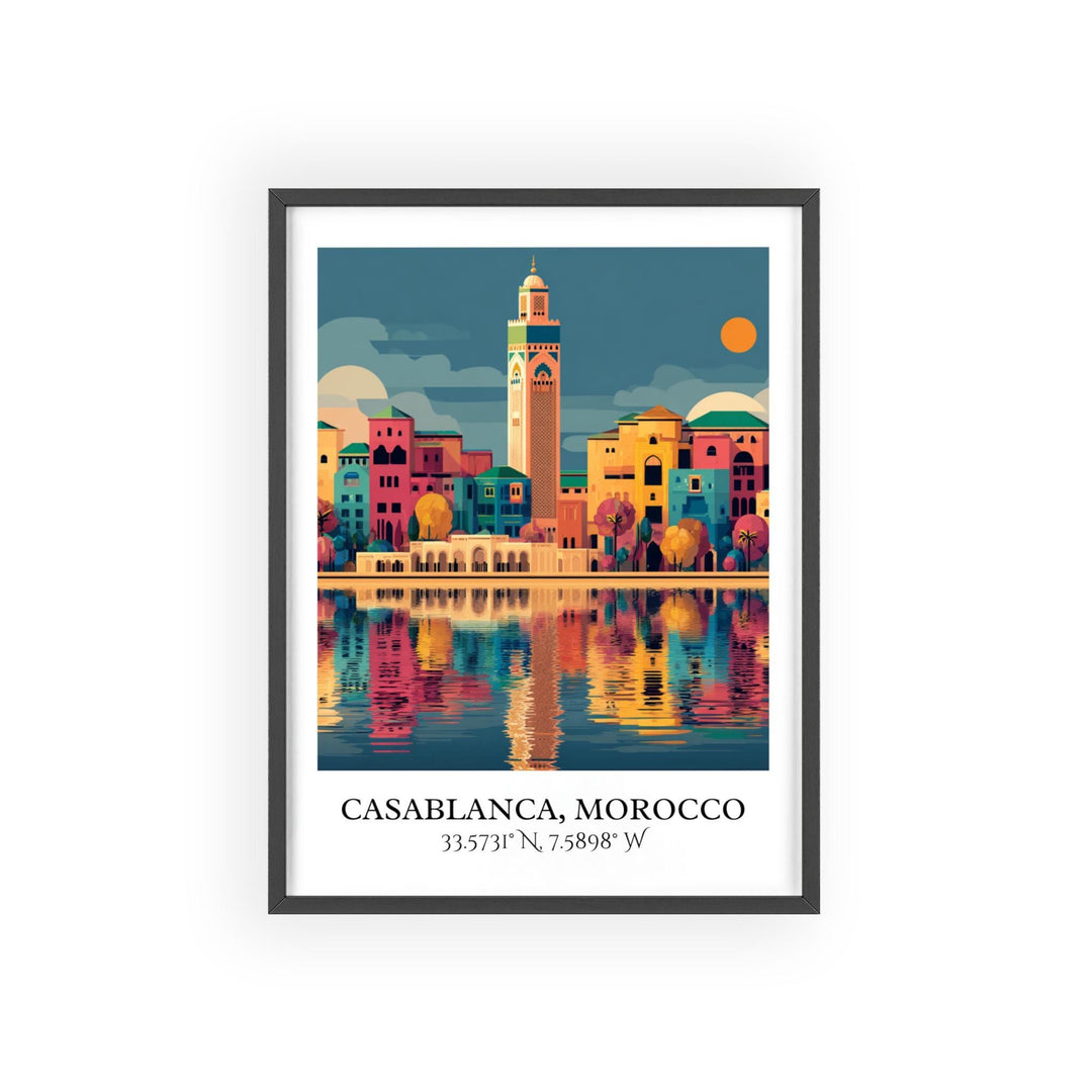 Casablanca Art, Casablanca Retro Travel Art, Morocco Home Decor, Morocco Gift, Morocco Travel Art, Travel Prints, Housewarming Gift