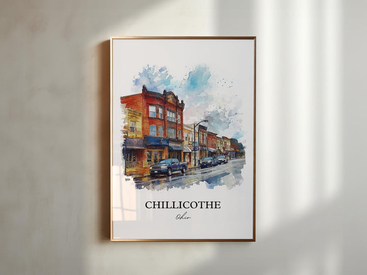 Chillicothe OH Wall Art, Ross County Print, Ohio Watercolor Art, Chillicothe Gift, Travel Print, Travel Poster, Housewarming Gift