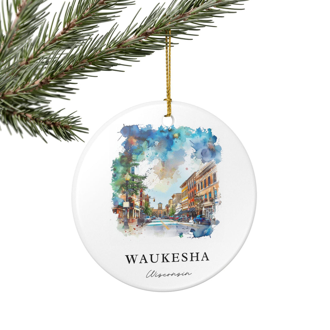 Waukesha Ornament: Unique Waukesha WI Souvenir, Waukesha Wisconsin Xmas Decor, and Authentic Wisconsin Gift