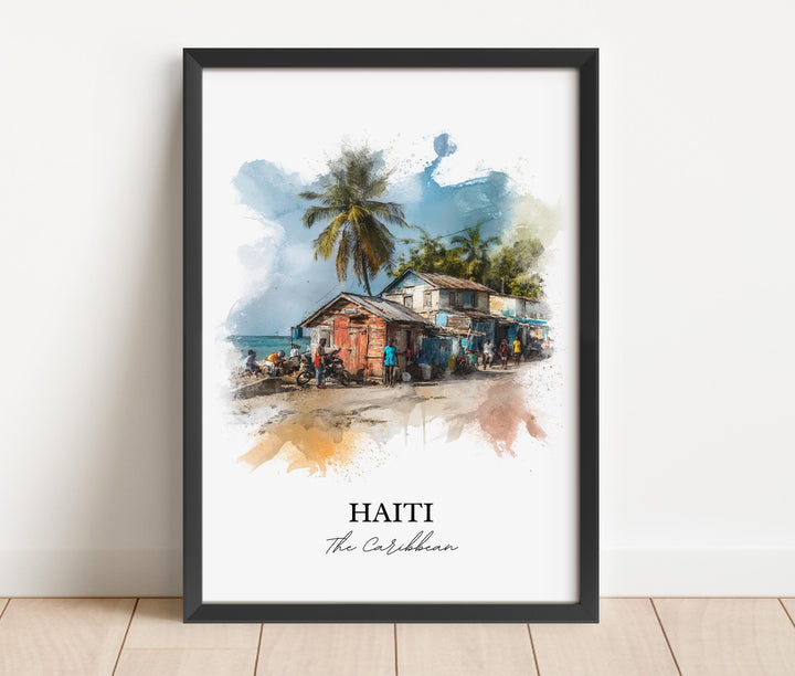 Haiti Wall Art, Haiti Print, Haiti Watercolor Art, Caribbean Islands Gift, Travel Print, Travel Poster, Housewarming Gift