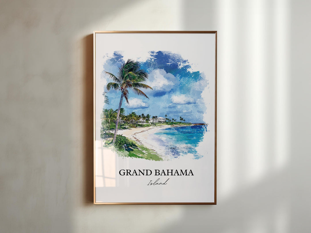 Grand Bahama Island Art, Bahamas Print, Bahamas Watercolor Art, Grand Bahama Island Gift, Travel Print, Travel Poster, Housewarming Gift