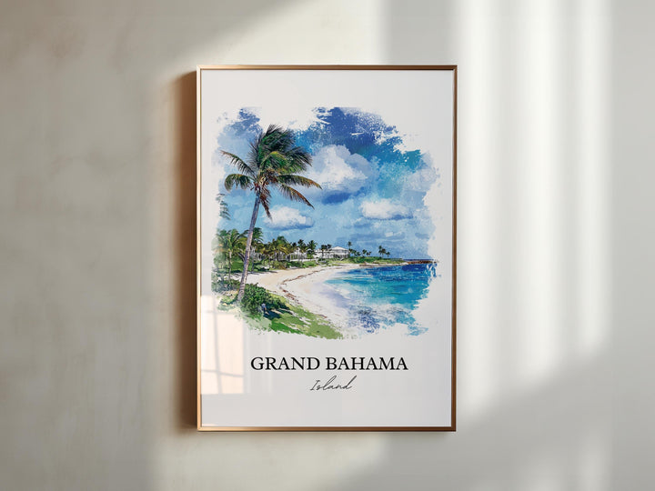 Grand Bahama Island Art, Bahamas Print, Bahamas Watercolor Art, Grand Bahama Island Gift, Travel Print, Travel Poster, Housewarming Gift