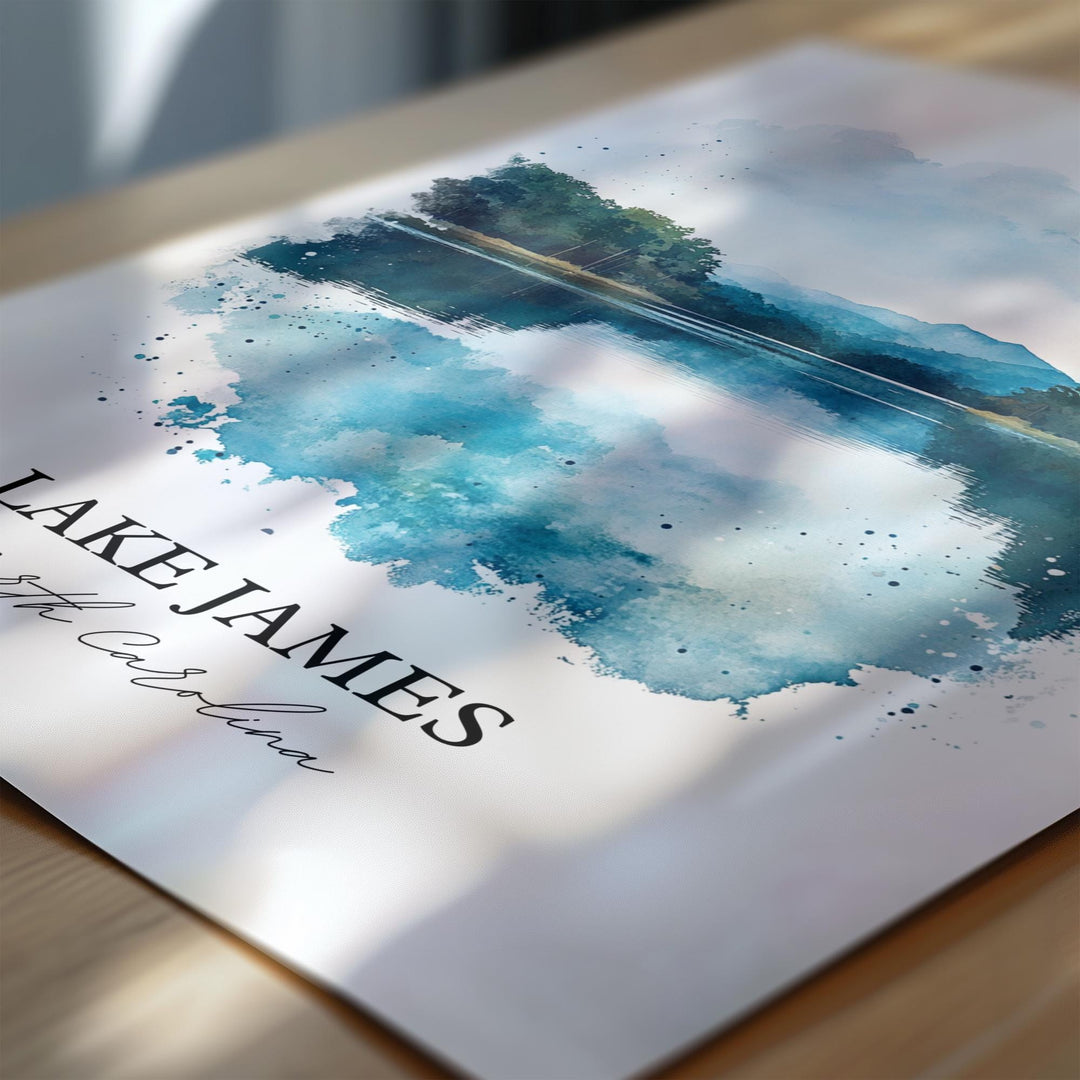 Lake James NC Wall Art, Lake James Print, North Carolina Watercolor Art, Lake James Gift, Travel Print, Travel Poster, Housewarming Gift