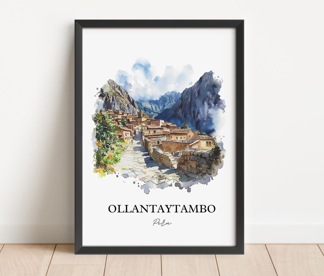 Ollantaytambo Wall Art, Sacred Valley Print, Machu Picchu Watercolor Art, Ollantaytambo Gift, Travel Print, Travel Poster, Housewarming Gift