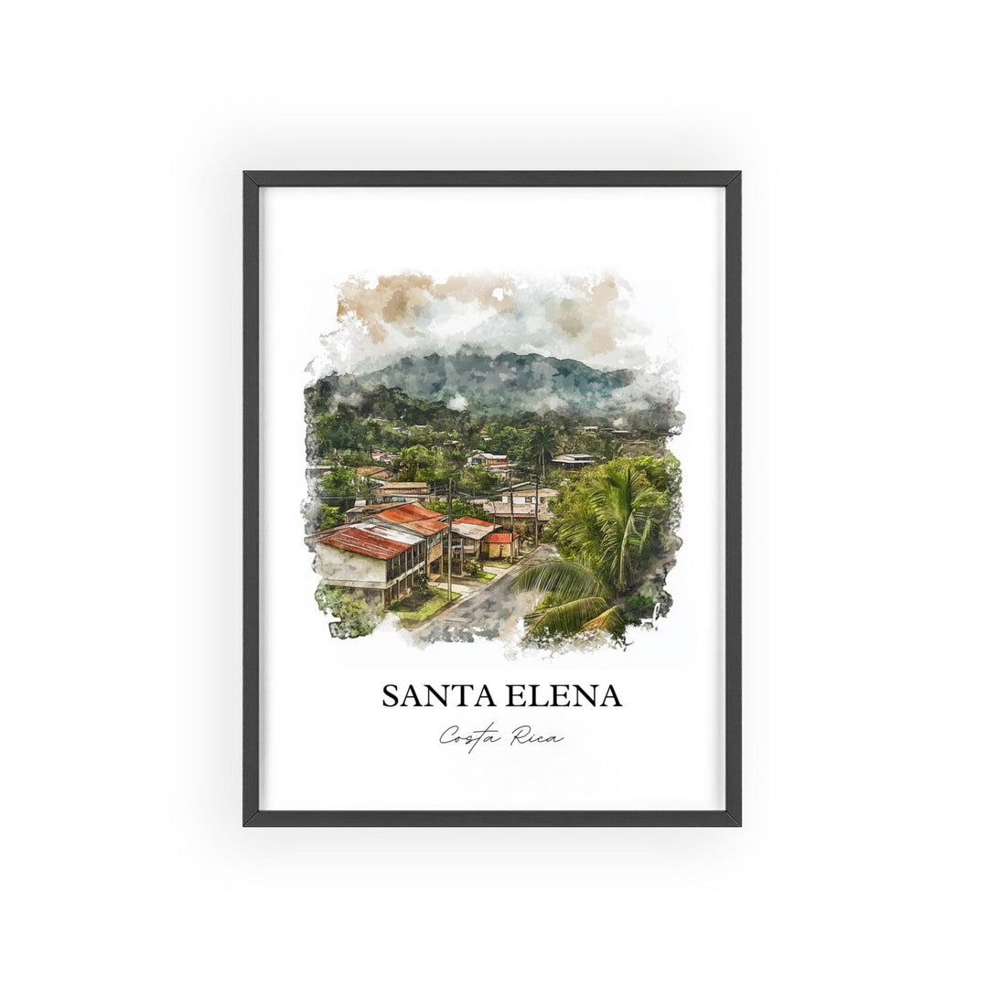 Santa Elena Wall Art, Monteverde Print, Costa Rica Watercolor Art, Santa Elena Gift, Travel Print, Travel Poster, Housewarming Gift