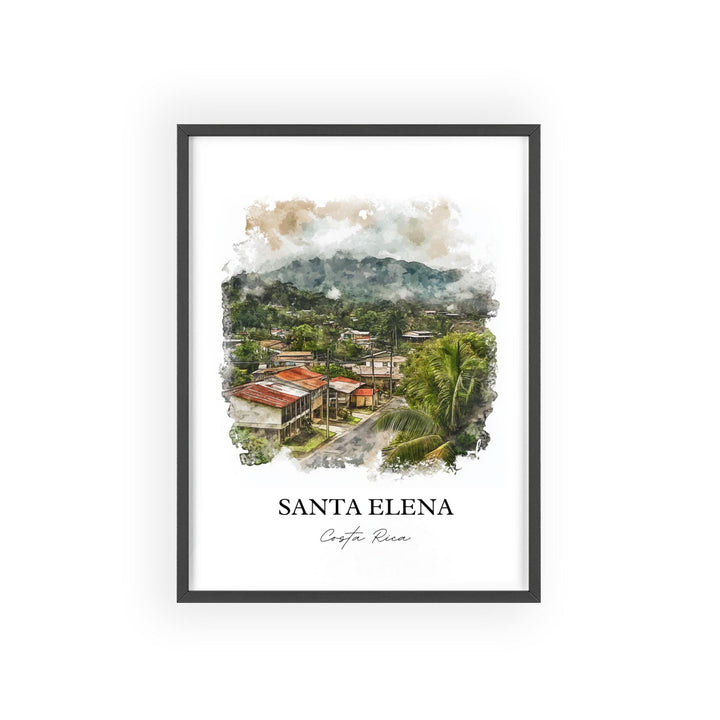 Santa Elena Wall Art, Monteverde Print, Costa Rica Watercolor Art, Santa Elena Gift, Travel Print, Travel Poster, Housewarming Gift