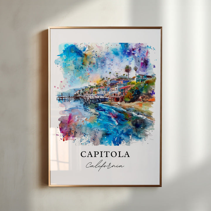 Capitola CA Wall Art, Capitola Print, Capitola Watercolor, Santa Cruz County Gift,