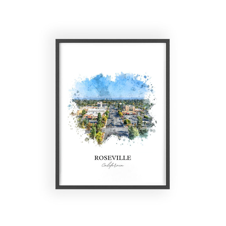 Roseville, California – Watercolor Art Print