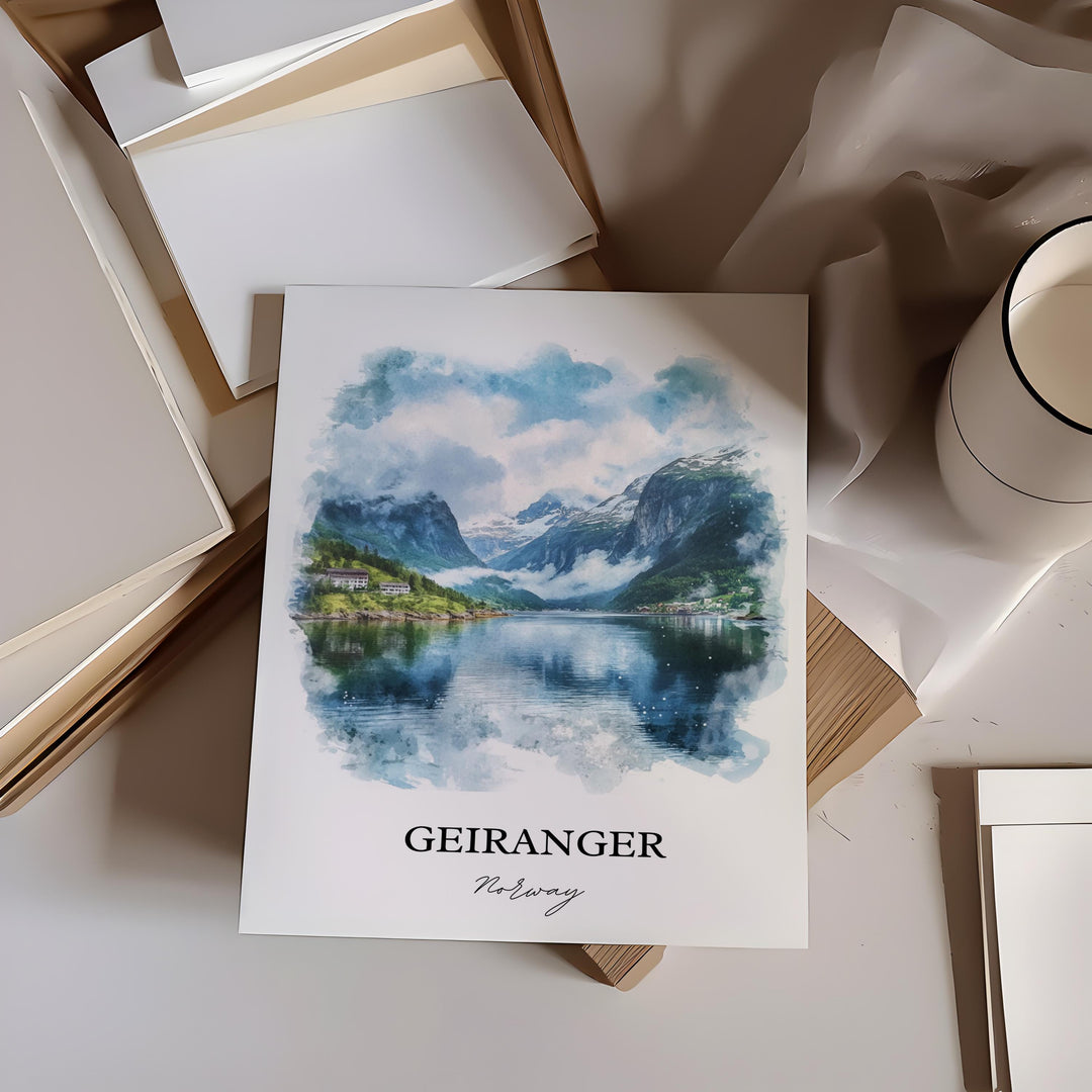 Geiranger, Norway – Watercolor Art Print