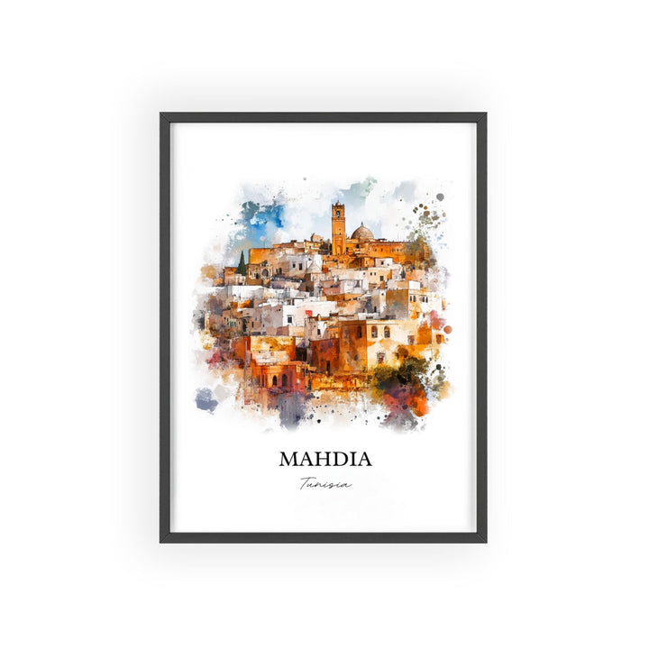Mahdia Wall Art, Monastir Tunisia Print, Tunisia Watercolor Art, Mahdia Tunisia Gift, Travel Print, Travel Poster, Housewarming Gift