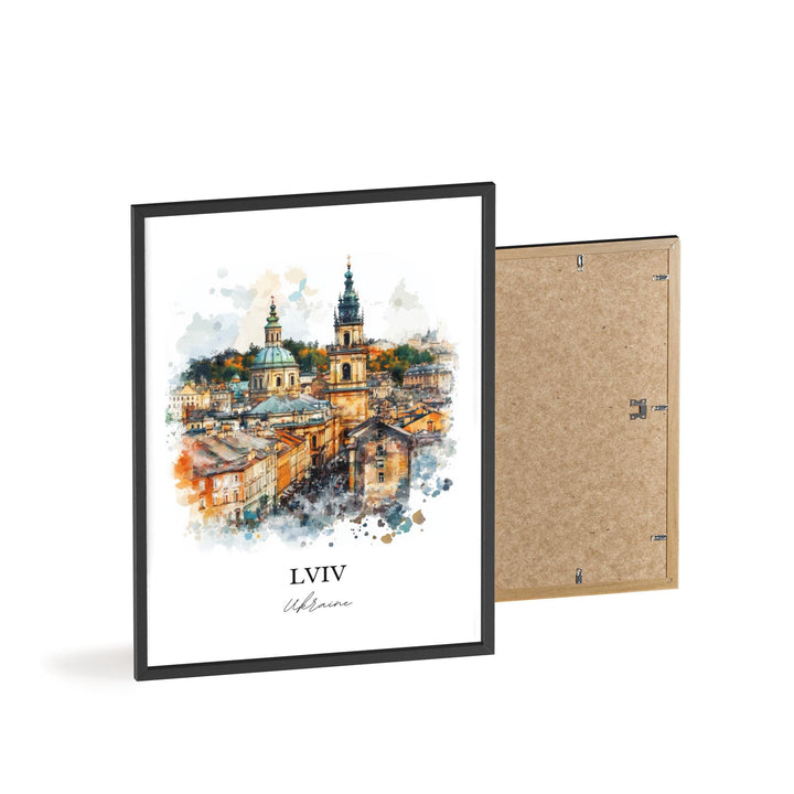 Lviv Wall Art, Lviv Skyline Print, Ukraine Watercolor Art, Lviv Ukraine Gift, Travel Print, Travel Poster, Housewarming Gift
