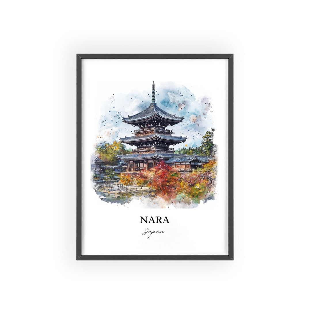 Nara Wall Art, Honshu Japan Print, Japan Watercolor Art, Nara Japan Gift, Travel Print, Travel Poster, Housewarming Gift