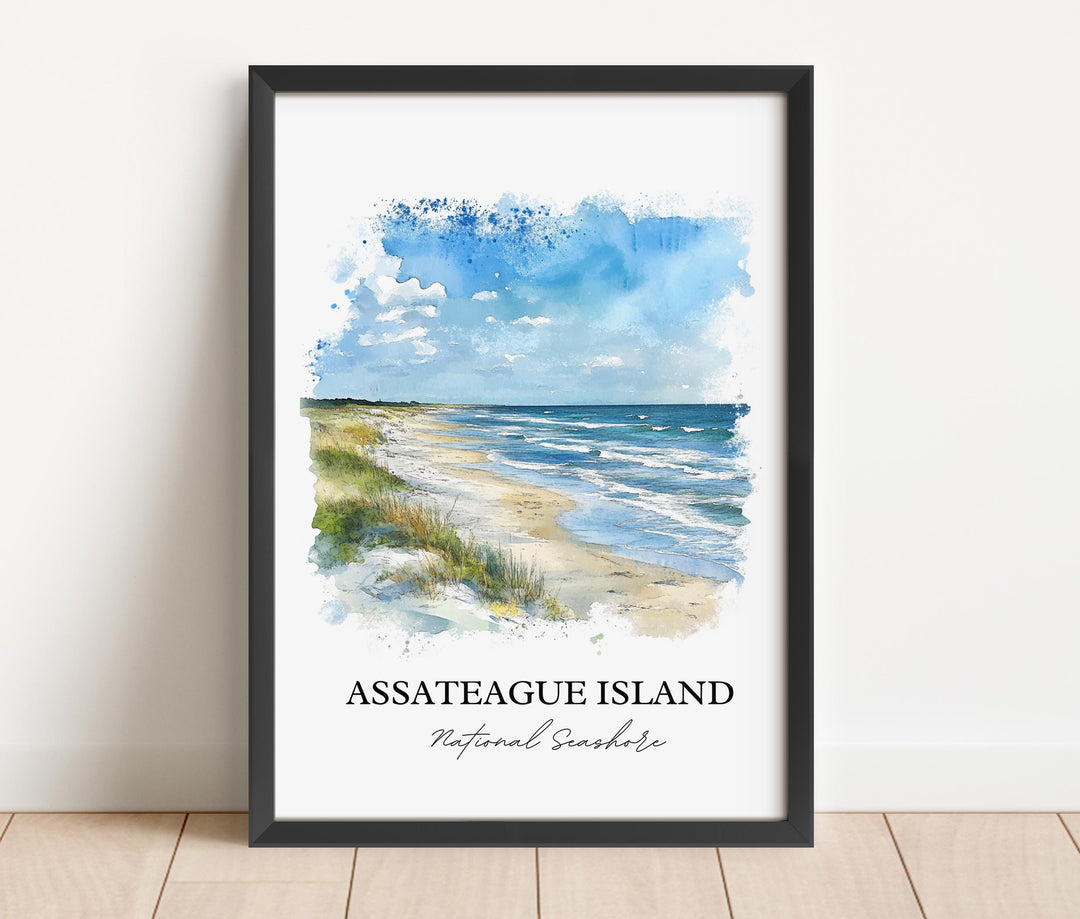 Assateague Island Art, Assateague Print, Virginia Watercolor Art, Assateague Island Gift, Travel Print, Travel Poster, Housewarming Gift