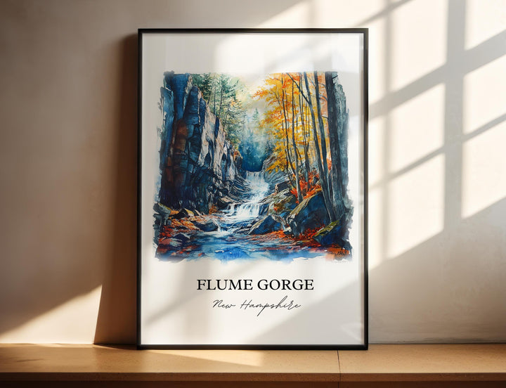 Flume Gorge, New Hampshire, USA – Watercolor Art Print