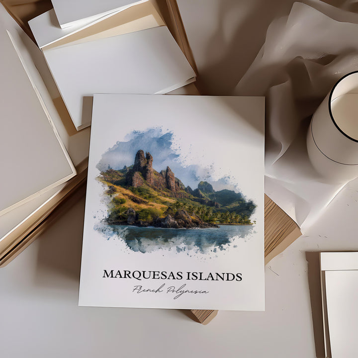 Marquesas Islands Art, Polynesia Print, French Polynesia Artwork, Marquesas Islands Gift, Travel Print, Travel Poster, Housewarming Gift