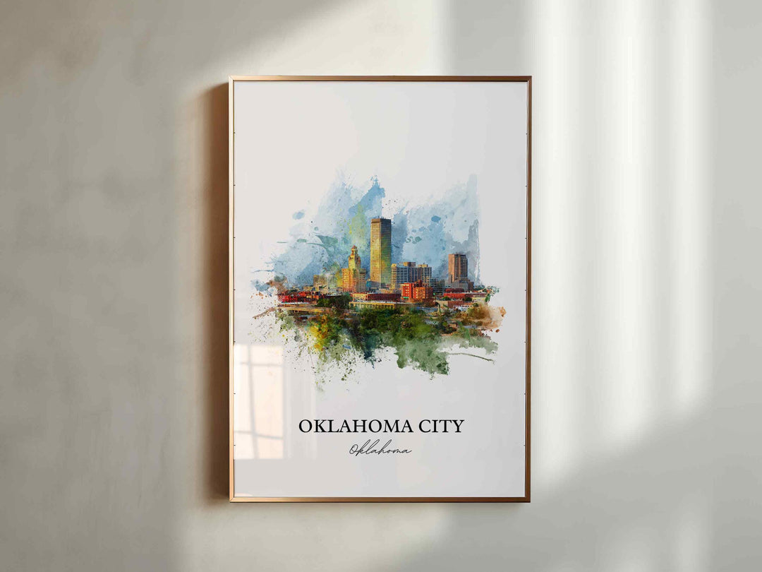 Oklahoma City, Oklahoma – Watercolor Art Print