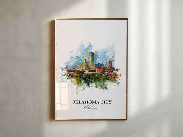 Oklahoma City, Oklahoma – Watercolor Art Print