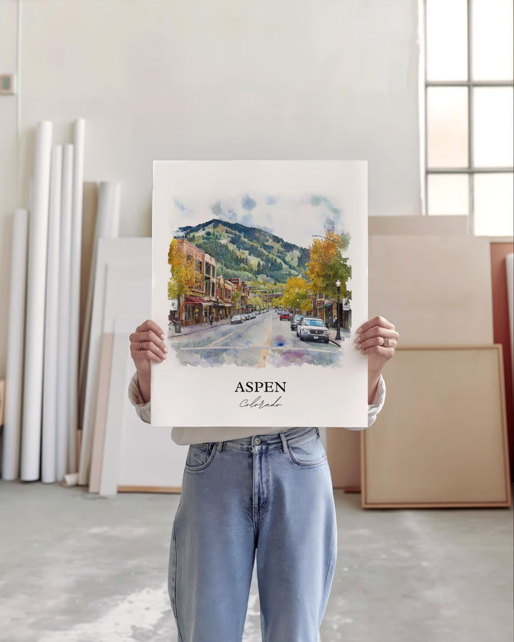 Aspen, Colorado, USA – Watercolor Art Print