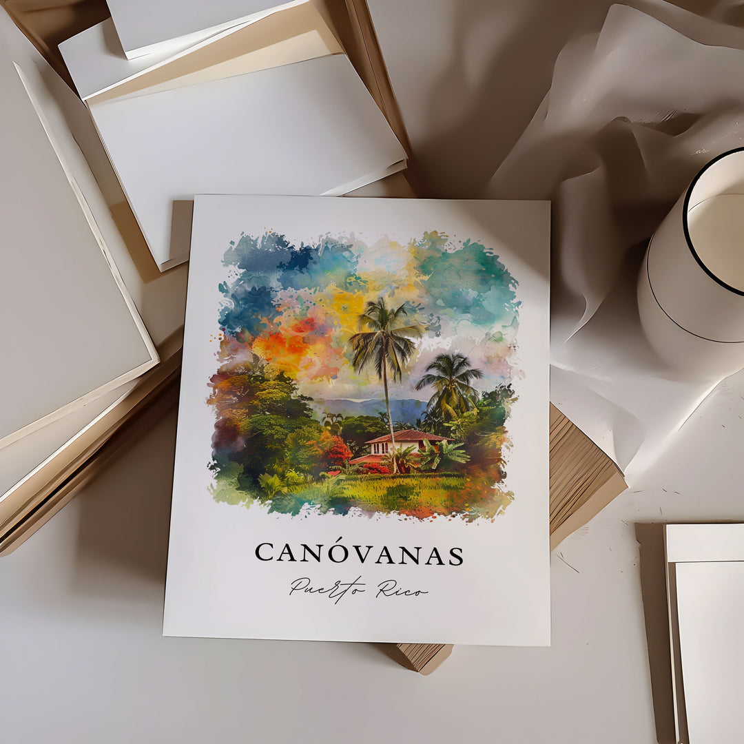 Canóvanas Wall Art, Canóvanas Print, Canóvanas PR Watercolor, Canovanas Puerto Rico Gift,