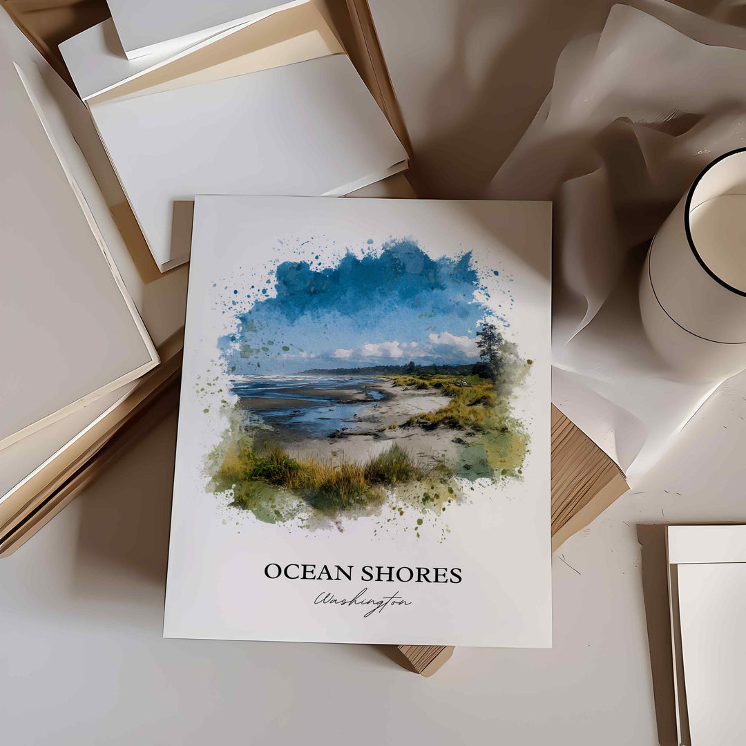 Ocean Shores, Washington – Watercolor Art Print