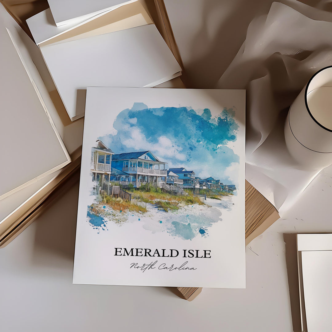 Emerald Isle Art, Bogue Banks Island Print, North Carolina Artwork, Emerald Isle NC Gift, Travel Print, Travel Poster, Housewarming Gift