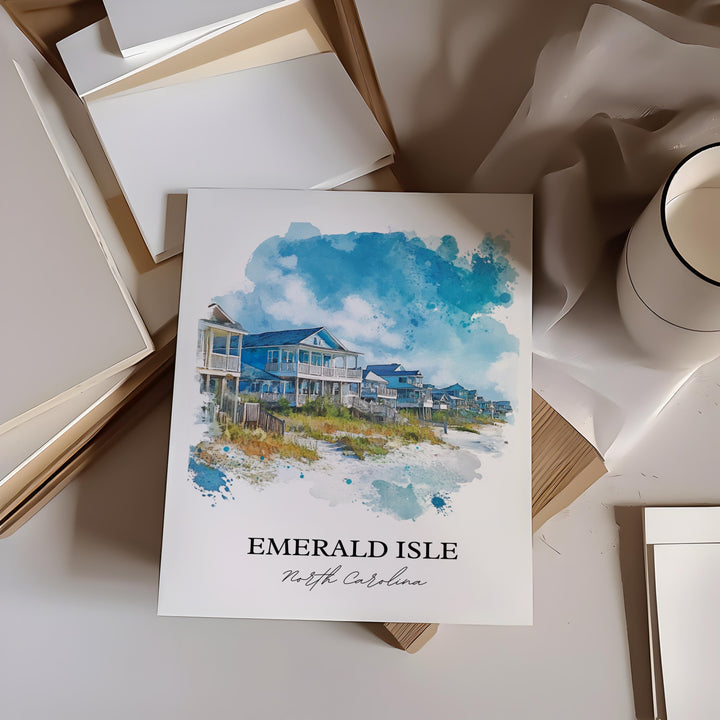 Emerald Isle Art, Bogue Banks Island Print, North Carolina Artwork, Emerald Isle NC Gift, Travel Print, Travel Poster, Housewarming Gift