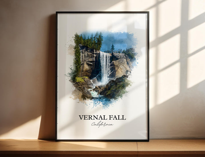Vernal Falls Wall Art, Yosemite Print, Yosemite Watercolor Art, Vernal Falls Gift, Travel Print, Travel Poster, Housewarming Gift