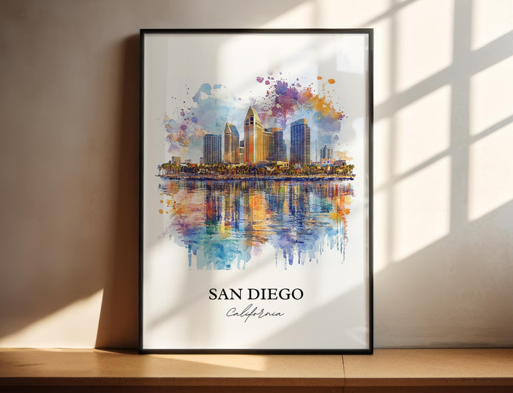 San Diego Wall Art, SoCal Print, California Watercolor Art, San Diego Gift, Travel Print, Travel Poster, Housewarming Gift