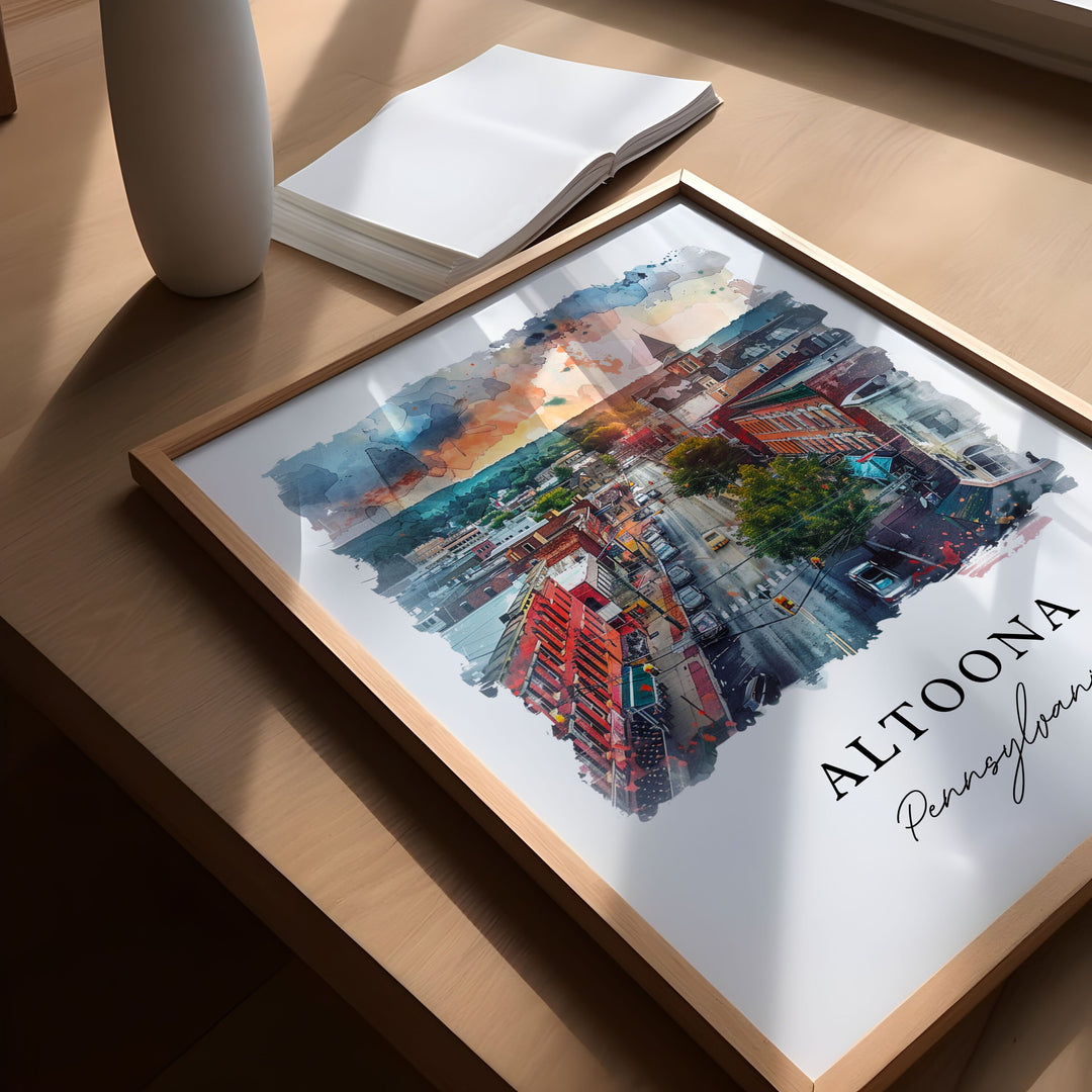 Altoona PA Wall Art, Altoona PA Print, Altoona Watercolor, Altoona Pennsylvania Art Gift, Travel Poster, Housewarming Gift