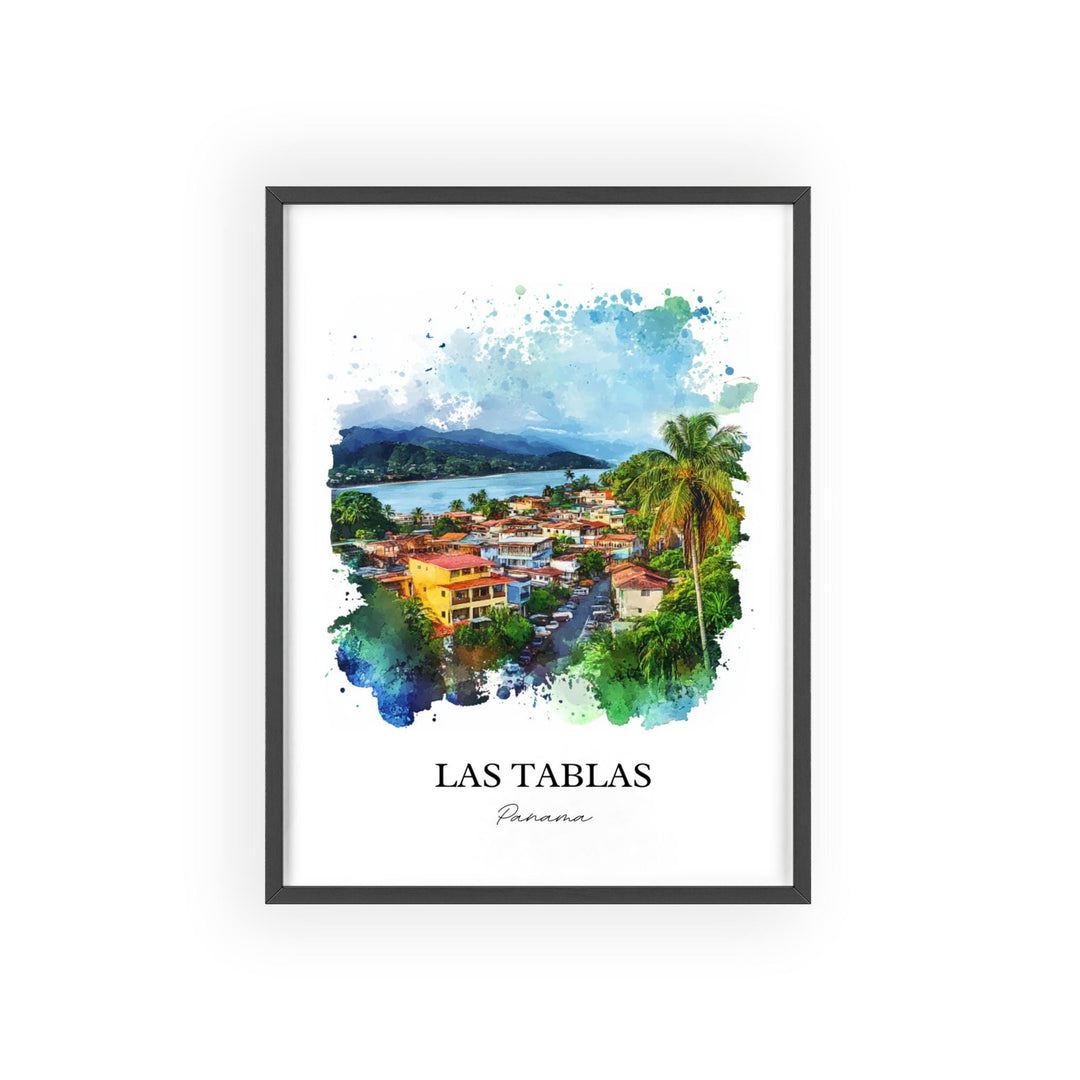Las Tablas Wall Art, Azuero Peninsula Print, Panama Watercolor Art, Las Tablas Panama Gift, Travel Print, Travel Poster, Housewarming Gift