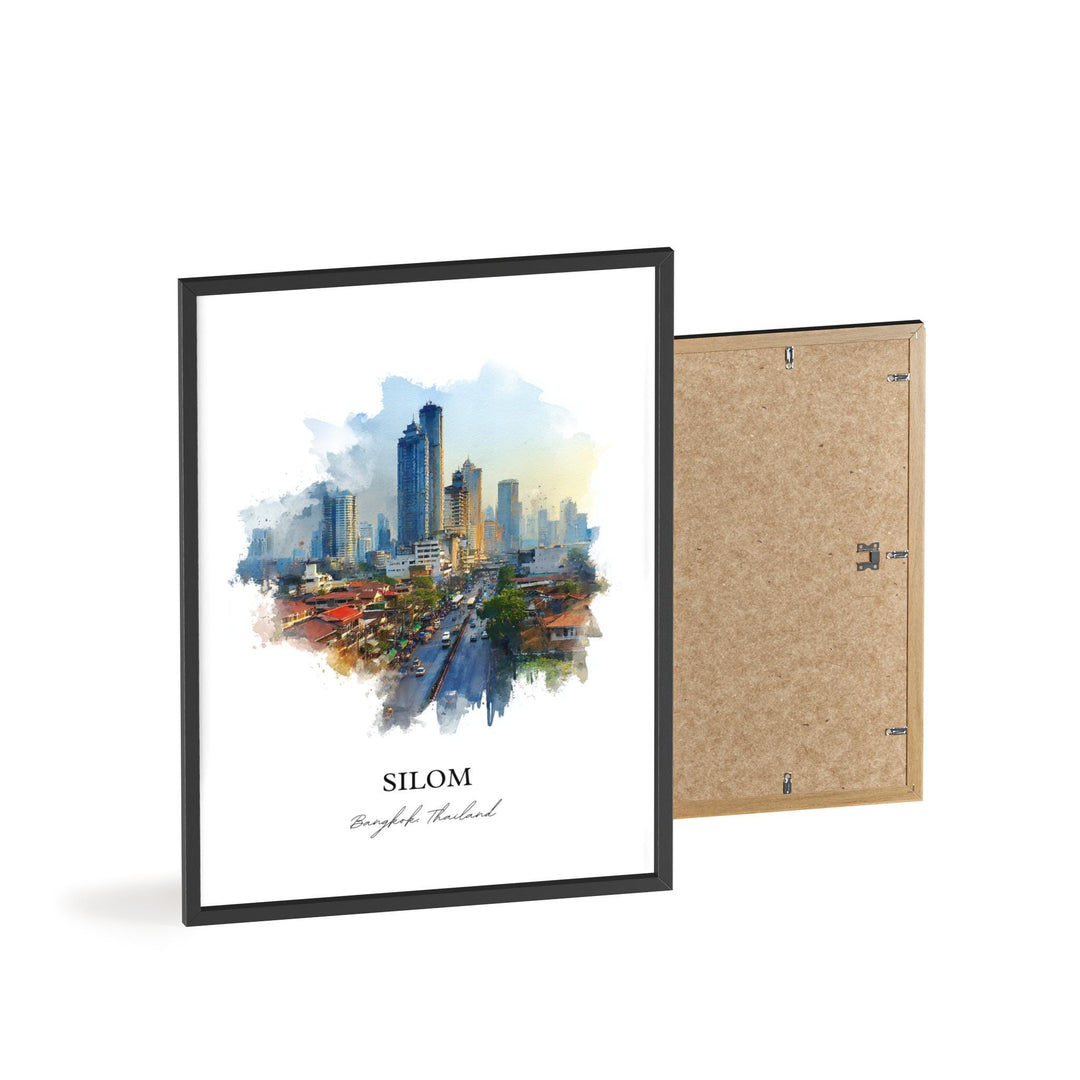 Silom Bangkok Wall Art, Bangkok Print, Bangkok Watercolor Art, Bangkok Thailand Gift, Travel Print, Travel Poster, Housewarming Gift