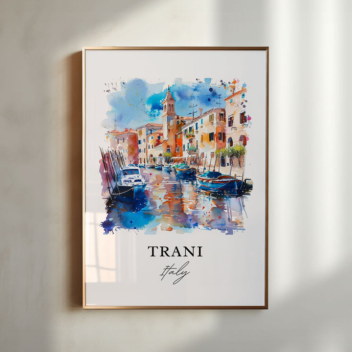 Trani Apulia Wall Art, Trani Apulia Print, Trani Italy Watercolor, Trani Gift,