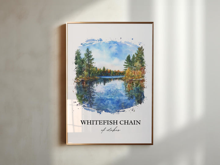 Whitefish Lake Wall Art, Flathead County Print, Montana Watercolor Art, Whitefish Lake Gift, Travel Print, Travel Poster, Housewarming Gift