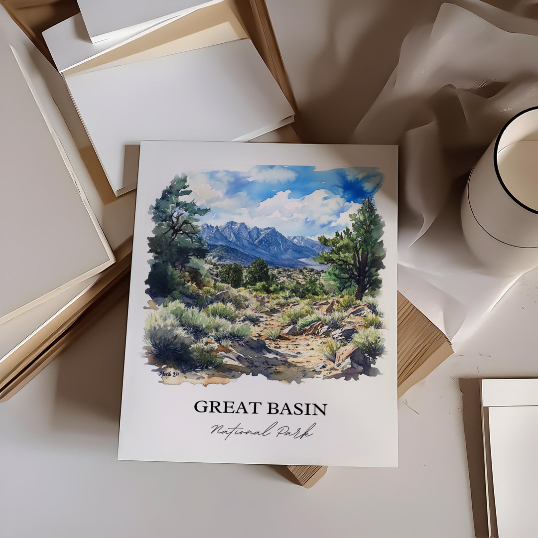 Great Basin National Park Wall Art, Nevada Print, Nevada Watercolor, White Pine County Gift, Travel Print, Travel Poster, Housewarming Gift