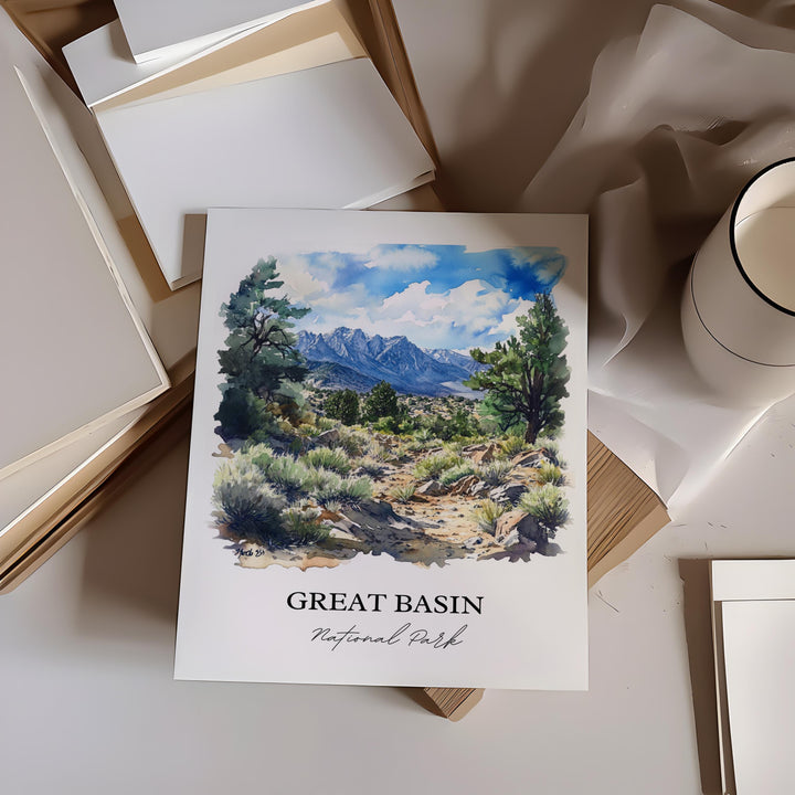 Great Basin National Park Wall Art, Nevada Print, Nevada Watercolor, White Pine County Gift, Travel Print, Travel Poster, Housewarming Gift