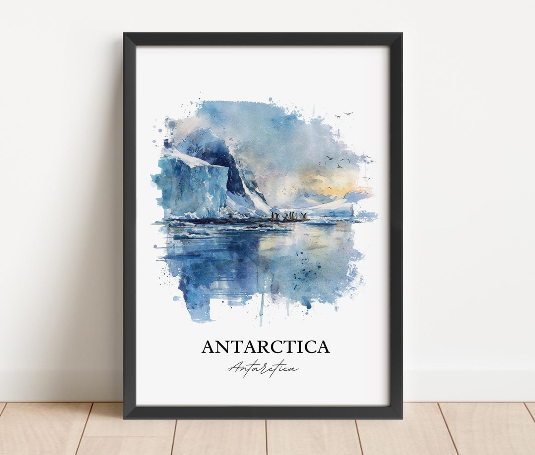 Antarctica Wall Art, Antarctica Print, Antarctica Watercolor Art, Antarctica Gift, Travel Print, Travel Poster, Housewarming Gift
