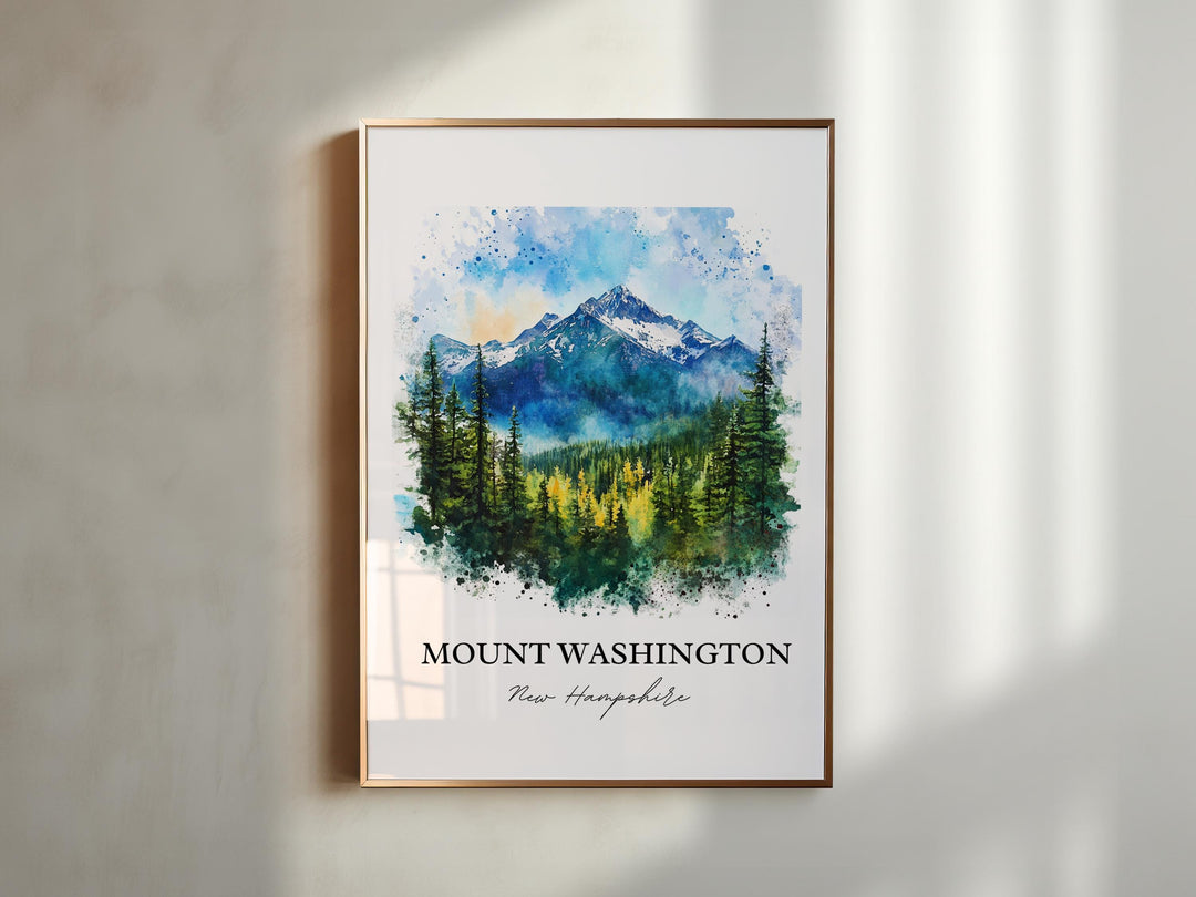 Mount Washington Wall Art, White Mountains Print, NH Watercolor Art, Mount Washington Gift, Travel Print, Travel Poster, Housewarming Gift
