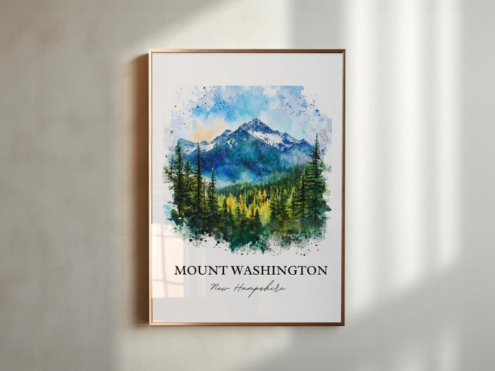 Mount Washington Wall Art, White Mountains Print, NH Watercolor Art, Mount Washington Gift, Travel Print, Travel Poster, Housewarming Gift