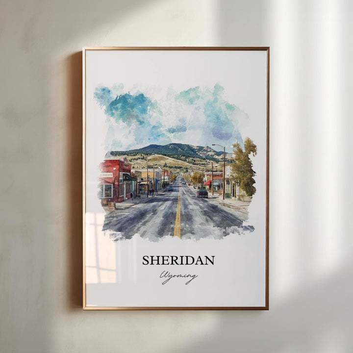 Sheridan WY Wall Art, Sheridan WY Print, Wyoming Watercolor Art, Sheridan Wyoming Gift, Travel Print, Travel Poster, Housewarming Gift