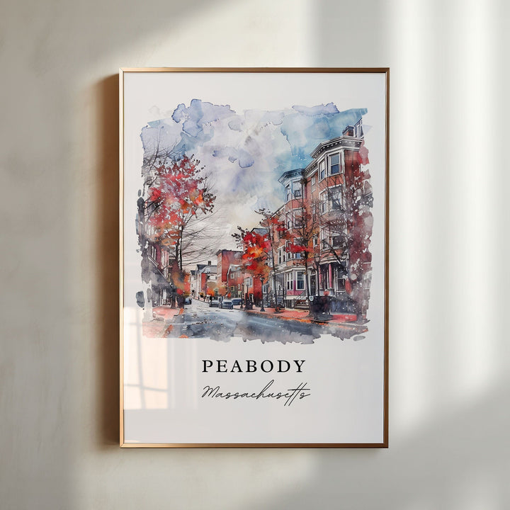 Peabody MA Wall Art, Peabody Print, Massachusetts Wall Art, Peabody Gift, Travel Print, Travel Poster, Travel Gift, Housewarming Gift