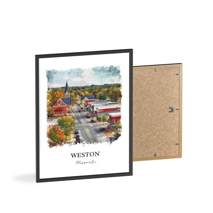 Weston Missouri Wall Art, Weston MO Print, Missouri Watercolor Art, Platte County MO Gift, Travel Print, Travel Poster, Housewarming Gift