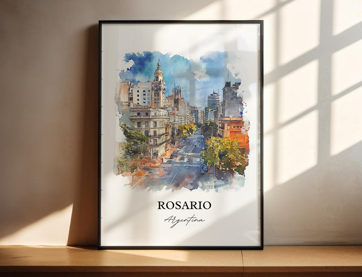 Rosario Argentina Art, Santa Fe Province Print, Argentina Watercolor, Rosario Argentina Gift, Travel Print, Travel Poster, Housewarming Gift