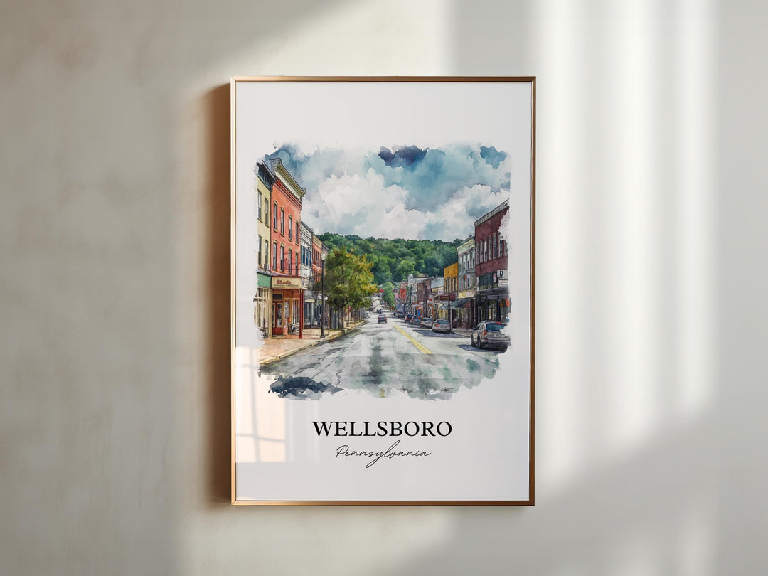 Wellsboro, Pennsylvania, USA – Watercolor Art Print