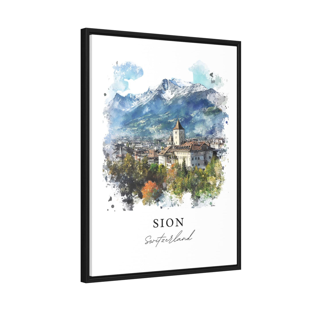 Sion Switzerland Wall Art, Sion Print, Sion Watercolor Art, Valais Switzerland Gift,