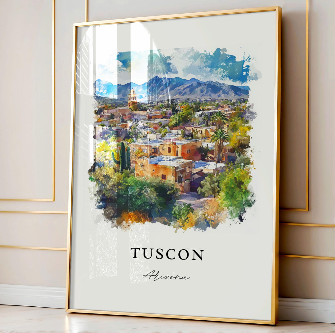 Tuscon AZ Wall Art, Tuscon Print, Tuscon Watercolor Art, Tuscon Arizona Gift,